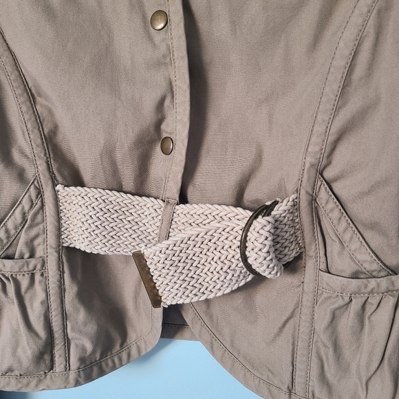 Mango Women's Tan Belted Cropped Button Down Utility Lightweight Jacket - Picture 2 of 6